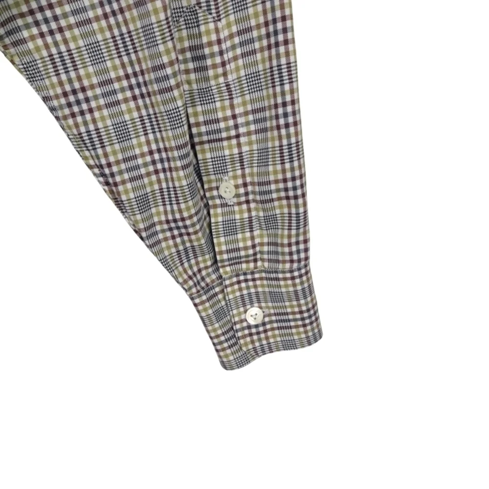 Lorenzini Italy Men's L Green Red Blue Check Long Sleeve Button Down Shirt - Picture 8 of 10